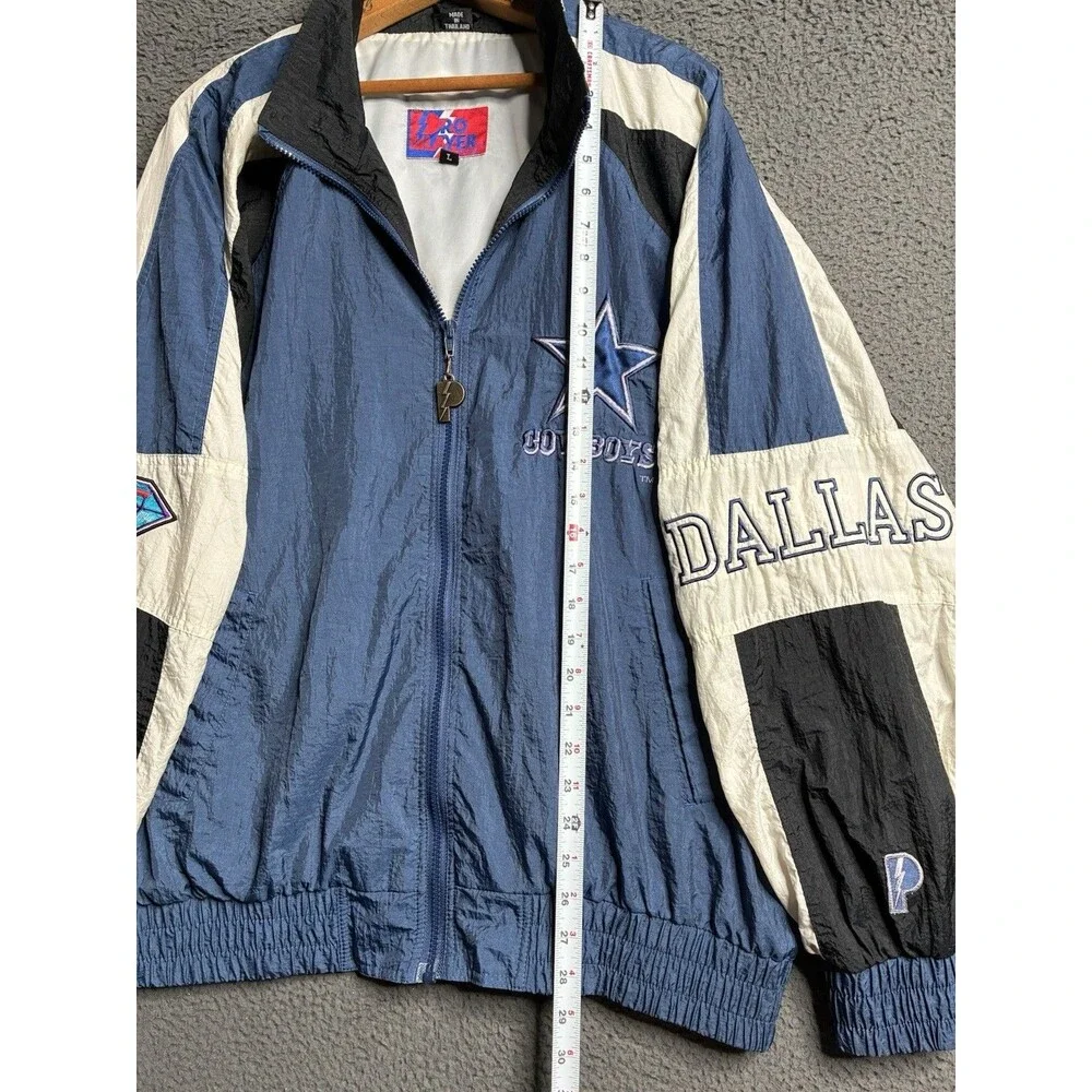 Vintage Dallas Cowboys Pro Player Jacket Windbreaker Mens Large 75th Anniversary